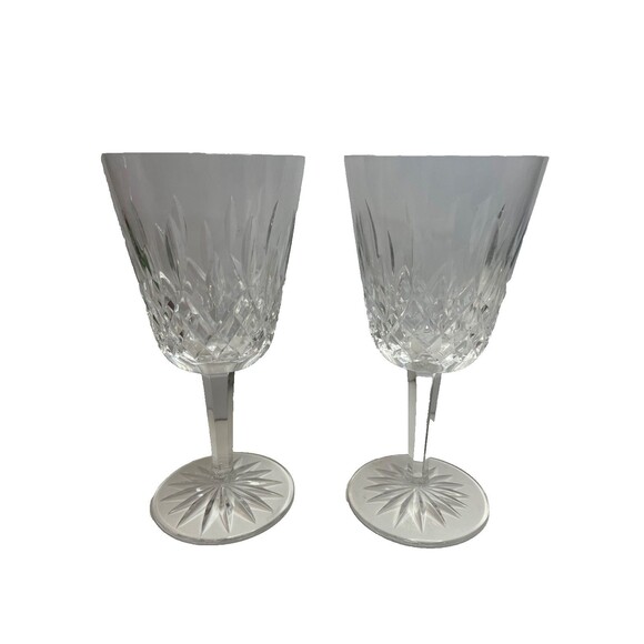 Set Of 2 WATERFORD LISMORE WATER / WINE GOBLETs Crystal 6-7/8" Ireland - Picture 1 of 9